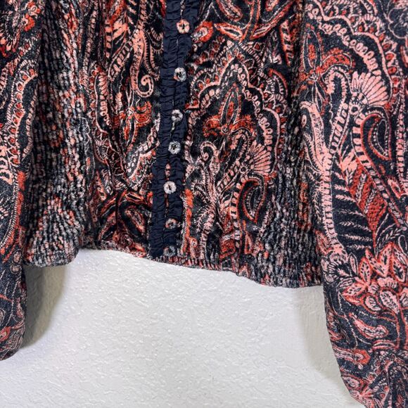 Free People Dare Me Top Women Medium Velvet Romantic Blouse Festival Boho NEW - Picture 5 of 11